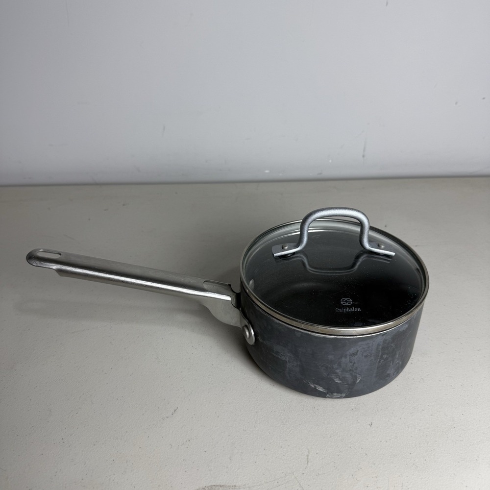 Calphalon 1.5 Qt Saucepan Hard Anodized #8701 1/2 With Glass Lid